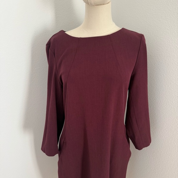 MM Lafleur Rich Burgundy 3/4 Sleeve Midi Dress - Size 10 - Picture 2 of 6